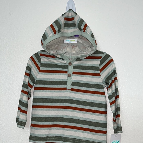 Carters baby outfit set 12 months hoodie top and pants. Green teal rust colored - Picture 4 of 10